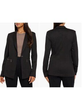 Rachel Zoe Blazer Jacket  Zipper Pockets Womens Size S Black